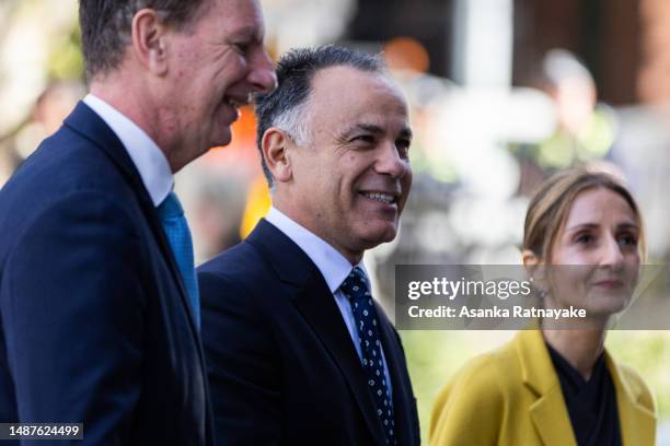 Victorian Liberal party leader John Pesutto arrives at the state funeral service for Father Bob Maguire on May 05, 2023 in Melbourne, Australia....