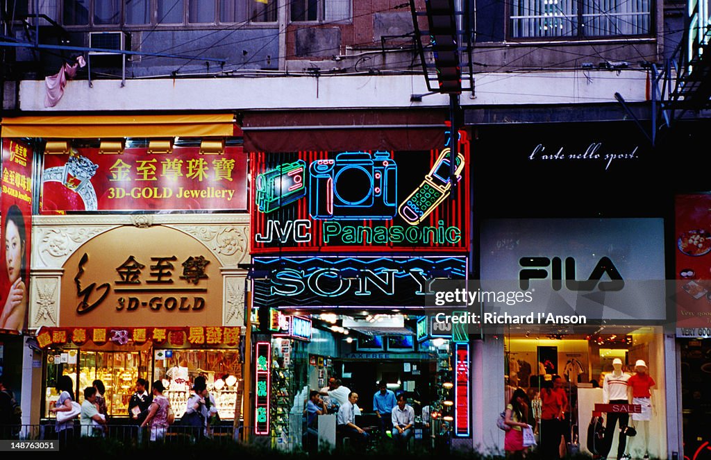 Shops on Nathan Road, Tsim Sha Tsui.