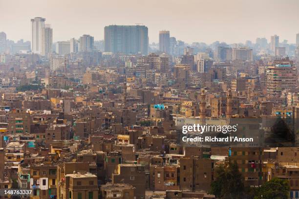 city from the citadel. - cairo city stock pictures, royalty-free photos & images