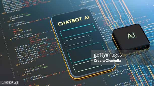 ai chatbot usage. artificial intelligence chat bot concept - abstract logo stock pictures, royalty-free photos & images