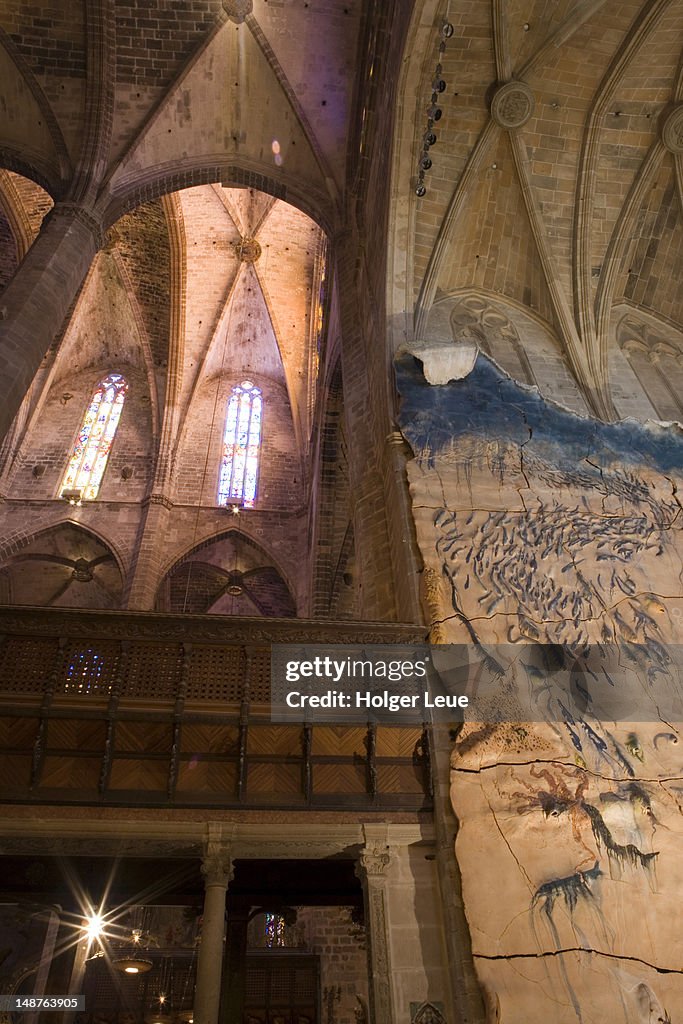 Gaudi architecture in Capella Reial of La Seu Palma Cathedral.