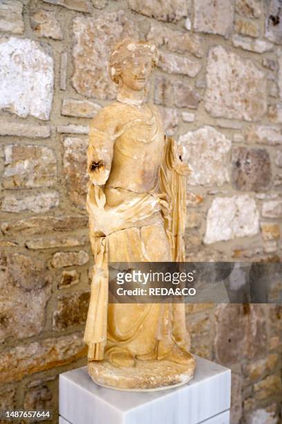 Statue of Dionysus Dressed in Chiton and Imation. Archaeological Museum of Samos Pythagorion. Southern Aegean Sea. Dodecanese Archipelago. Twelve...