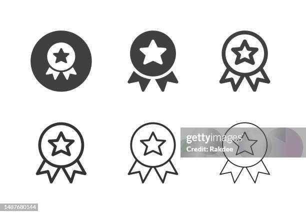 star medal badge icons - multi series - certificate-icon stock illustrations