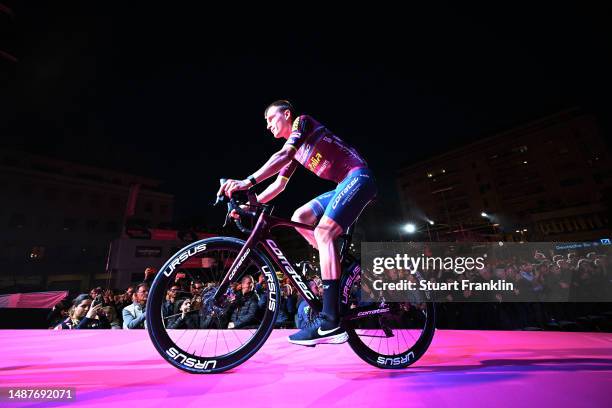 Veljko Stojnić of Servia and Team Corratec - Selle Italia during the 106th Giro d'Italia 2023, Team Presentation at the Piazza della Rinascita /...