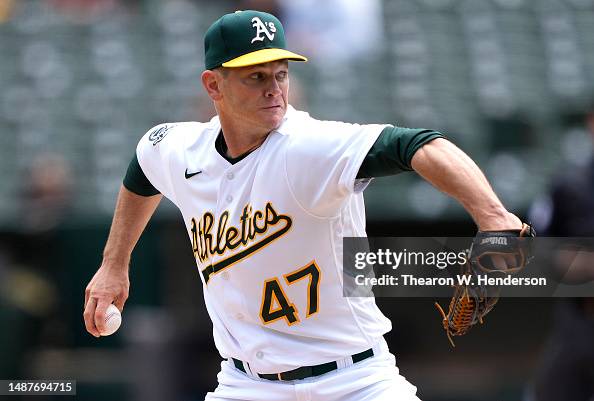 Chief Rucinski Drew Rucinski of the Oakland Athletics pitches against the Seattle ...