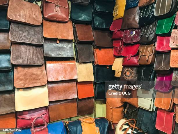 Morocco, Fez, bags shop.