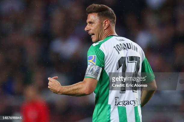 Joaquin Sanchez of Real Betis looks on during the LaLiga Santander match between FC Barcelona and Real Betis at Spotify Camp Nou on April 29, 2023 in...