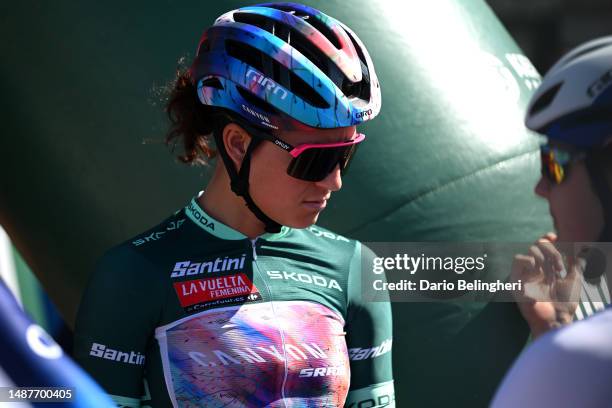 Chloé Dygert of The United States and Team Canyon//SRAM Racing - Green points jersey prior to the 9th La Vuelta Femenina 2023, Stage 5 a 129.2km...