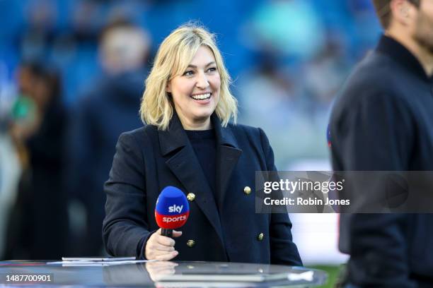 Sky Sports presenter Kelly Cates during the Premier League match between Brighton & Hove Albion and Manchester United at American Express Community...