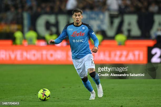 Mathías Olivera of SSC Napoli in action during the Serie A match between Udinese Calcio and SSC Napoli at Dacia Arena on May 04, 2023 in Udine, Italy.