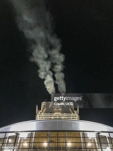 Mediterranean, GNV ferry from Tangier to Genoa, Boat funnel.