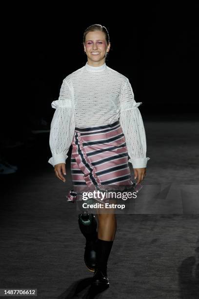 Model walks the runway during the Free form Style show as part of the Barcelona 080 Fashion Week 2023 on May 5, 2023 in Barcelona, Spain.