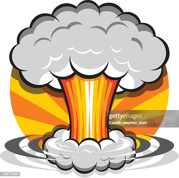 cartoon mushroom cloud - atomic bomb stock illustrations