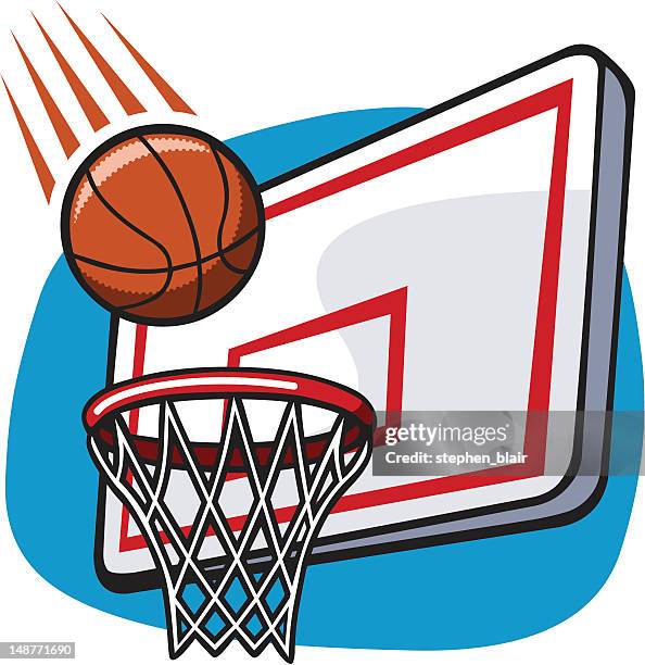 cartoon basketball hoop - making a basket stock illustrations