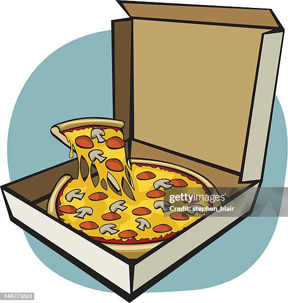 cartoon takeaway pizza - stehen stock illustrations