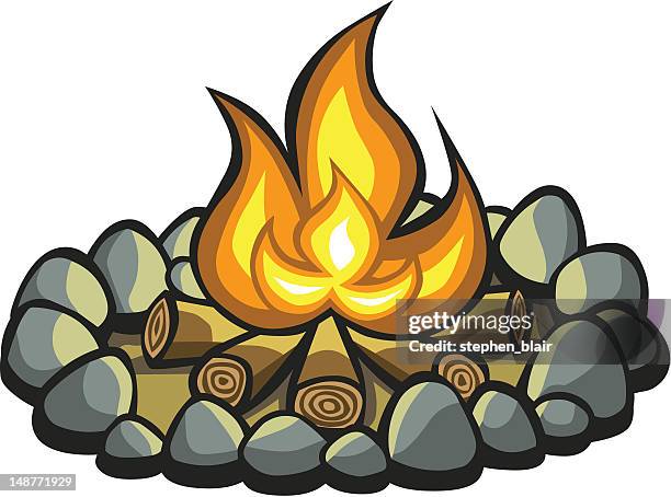 cartoon campfire - warming up stock illustrations