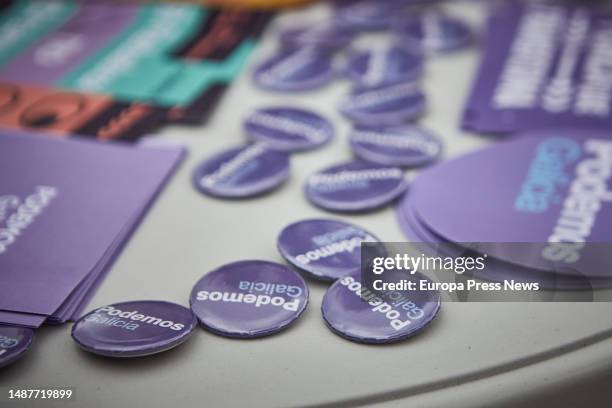 Podemos candidates during an event in Ourense, on May 5 in Ourense, Galicia, Spain. During her visit to the city, the Minister of Social Rights and...