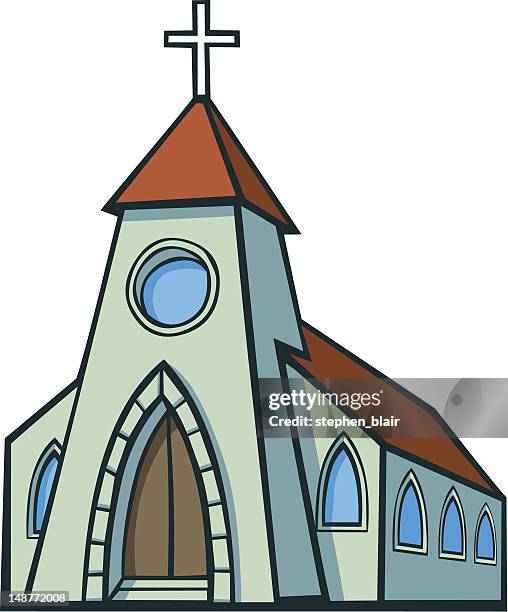 cartoon church - stehen stock illustrations