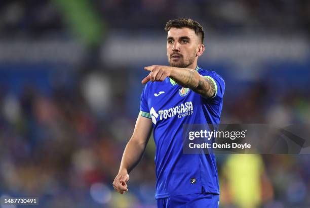 Mauro Arambarri of Getafe CF reacts during the LaLiga Santander match between Getafe CF and RC Celta at Coliseum Alfonso Perez on May 03, 2023 in...