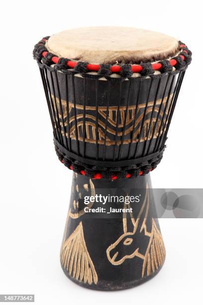 an isolated image of an african djembe drum - conga stock pictures, royalty-free photos & images