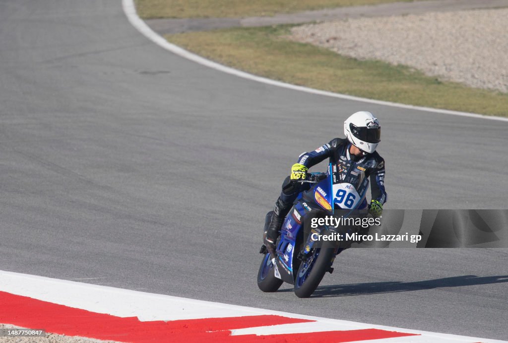 Local Motorcycle Racing Doc Head Marc Vich of Spain and DS Racing School heads down a straight during ...