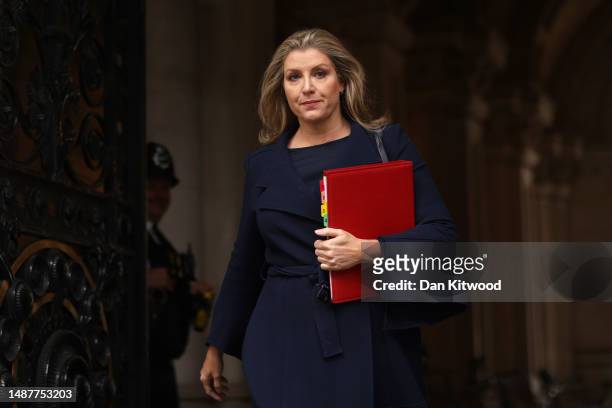 Lord President of the Council and Leader of the House of Commons Penny Mordaunt arrives for a weekly cabinet meeting at Downing Street on July 4,...