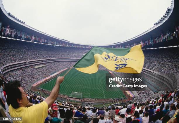 General view of the Azteca Stadium during the opening match of the 1986 FIFA World Cup Finals, Italy v Bulgaria on May 31st, 1986 in Mexcio City,...