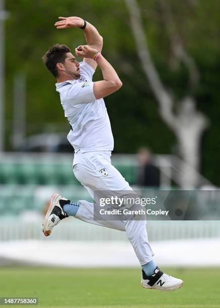 Josh Tongue of Worcestershire bowls during the LV= Insurance County Championship Division 2 match between Worcestershire and Sussex at New Road on...