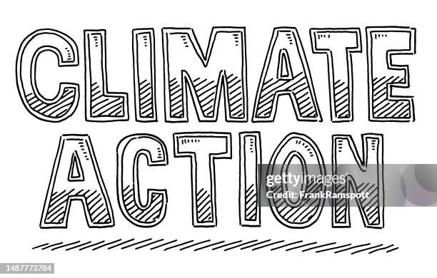 climate action text drawing - strike protest action stock illustrations