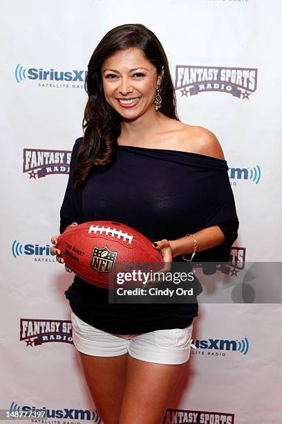 Model Pilar Lastra attends Sirius XM Annual Celebrity Fantasy Football Draft at Hard Rock Cafe New York on July 19, 2012 in New York City.