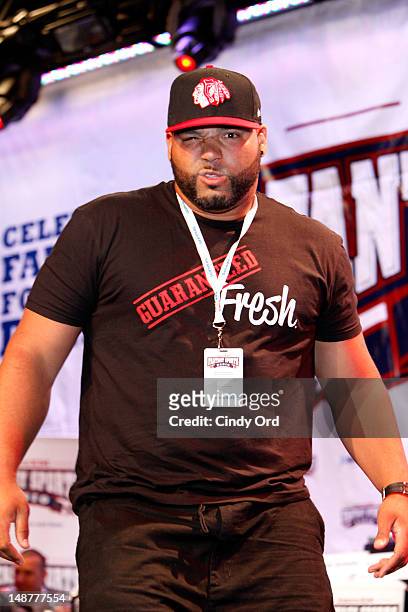 Antonio Garay of the San Diego Chargers attends Sirius XM Annual Celebrity Fantasy Football Draft at Hard Rock Cafe New York on July 19, 2012 in New...