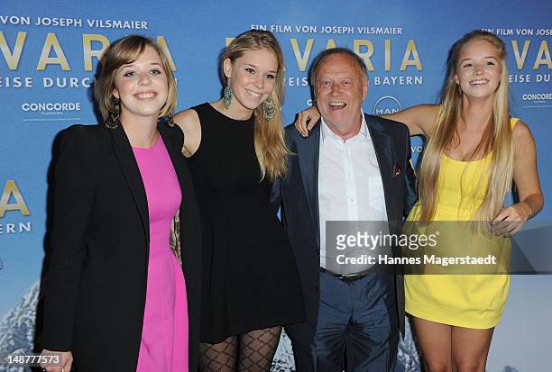 Film director Joseph Vilsmaier and his daughters Josefine, Janina and Theresa attend the 'Bavaria' Germany Premiere at the Mathaeser Filmpalast on...