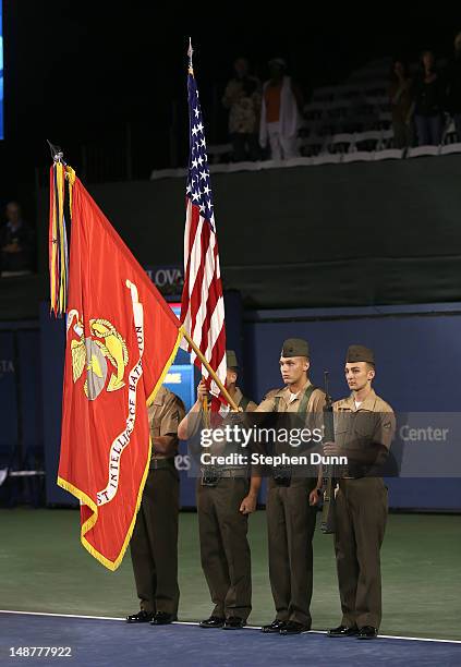 Celebrate Our Heros military appreciation ceremonies during day five of the Mercury Insurance Open Presented By Tri-City Medical at La Costa Resort &...