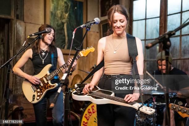 Rebecca Lovell and Megan Lovell of Larkin Poe perform during Midnight Preserves at Preservation Hall on May 04, 2023 in New Orleans, Louisiana.
