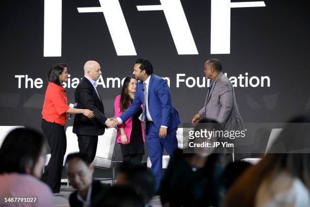 Elaine Quijano, Jonathan Greenblatt, Anisha Singh, Amol N. Sinha, and J. Phillip Thompson participate in the "Building Coalitions to Fight Hate"...