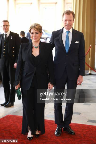 Grand Duchess Maria Teresa and Grand Duke Henri of Luxembourg attend the Coronation Reception for overseas guests at Buckingham Palace on May 05,...