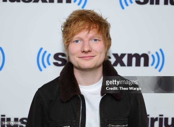 Ed Sheeran visits SiriusXM Studios on May 05, 2023 in New York City.