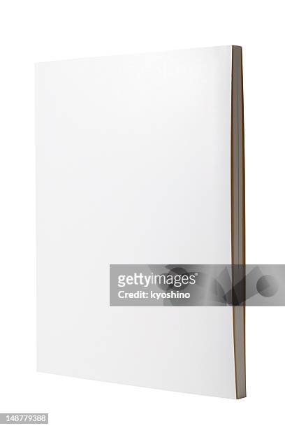 isolated shot of closed white blank book on white background - paperback stock pictures, royalty-free photos & images