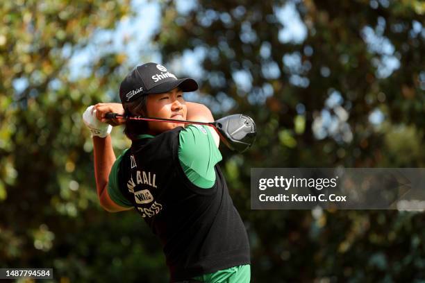 Kim of South Korea plays his shot from the 16th tee during the second round of the Wells Fargo Championship at Quail Hollow Country Club on May 05,...