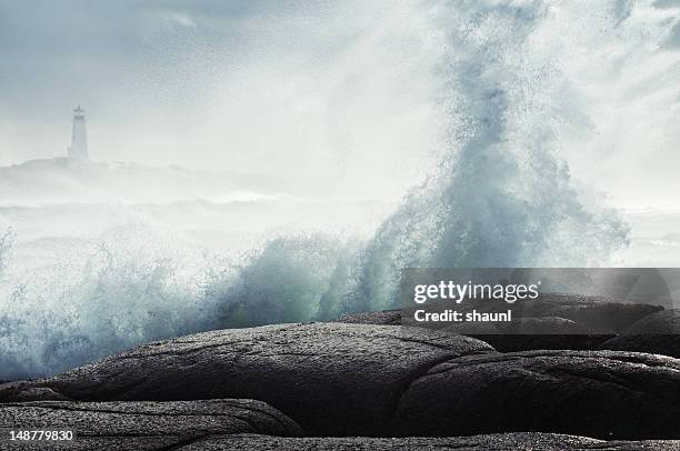 salt spray - storm lighthouse stockfoto's en -beelden