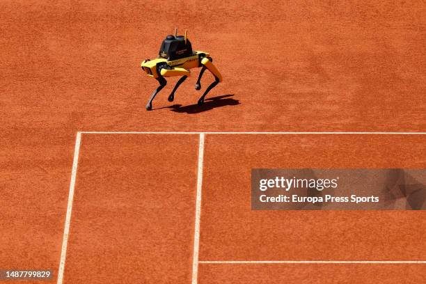 Robot of Prosegur is seen during the match between Carlos Alcaraz of Spain and Borna Coric of Croatia during the Mutua Madrid Open 2023 celebrated at...