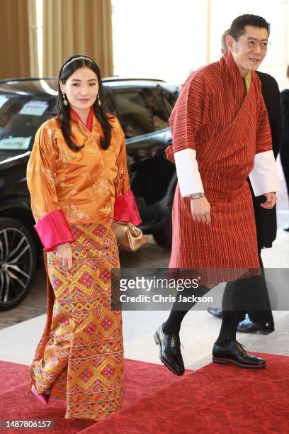 Queen Jetsun Pema of Bhutan and King Jigme Khesar Namgyel Wangchuck attend the Coronation Reception for overseas guests at Buckingham Palace on May...