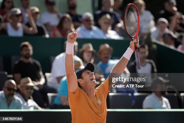 Andy Murray of Great Britain reacts against Luca Van Assche of France on Court Credit Agricole during the Open Aix Provence Credit Agricole at...