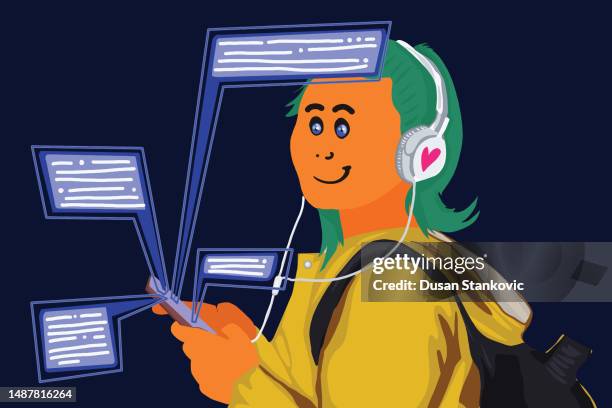using chatbots to search for information i need - human machine interface stock illustrations