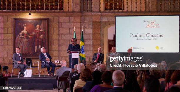 Portuguese Minister of Culture Pedro Adão e Silva, Portuguese Prime Minister Antonio Costa, Mozambican writer Paulina Chiziane, Brazilian Ambassador...