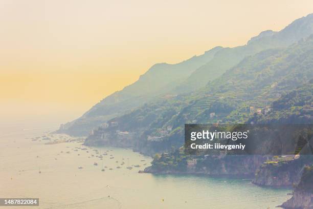 salerno. italy. amalfi coast. tyrrhenian sea - vista marina stock pictures, royalty-free photos & images