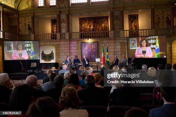 Portuguese Minister of Culture Pedro Adão e Silva, Portuguese Prime Minister Antonio Costa, Mozambican writer Paulina Chiziane, Brazilian Ambassador...