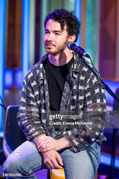 Kevin Jonas of the Jonas Brothers speaks during SiriusXM Hits 1 Celebrity Session at SiriusXM Studios on May 05, 2023 in Miami Beach, Florida.