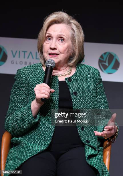 Former U.S. Secretary of State and Vital Voices co-founder Hillary Rodham Clinton speaks during the "Audacious Action: 25 Years of Disrupting the...