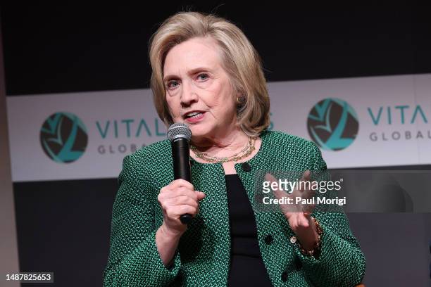 Former U.S. Secretary of State and Vital Voices co-founder Hillary Rodham Clinton speaks during the "Audacious Action: 25 Years of Disrupting the...